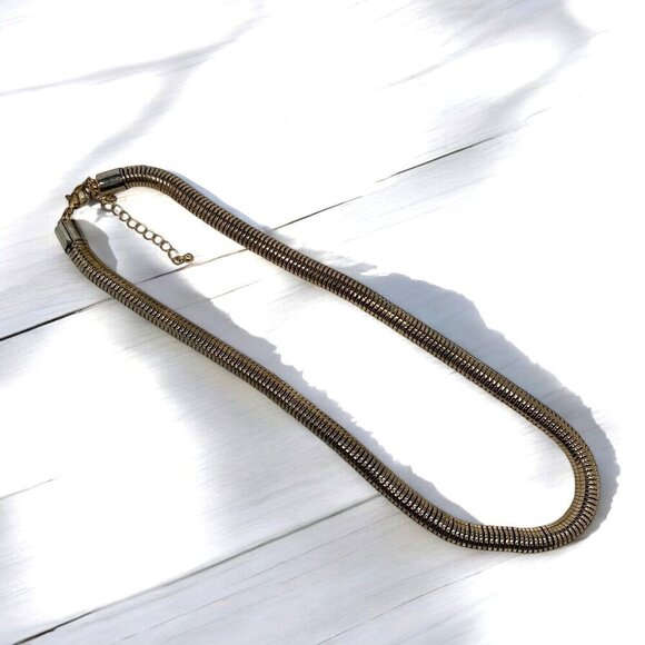 Chunky Rope Chain Gold Tone Necklace Silver Tone Caps & Lobster Clasp 19"L+3" - Picture 5 of 5